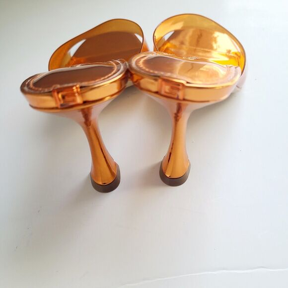 Guess Womens Hambree 6 Square Toe Slip On Slide Heels Shoes Orange FUNKY - Picture 4 of 7